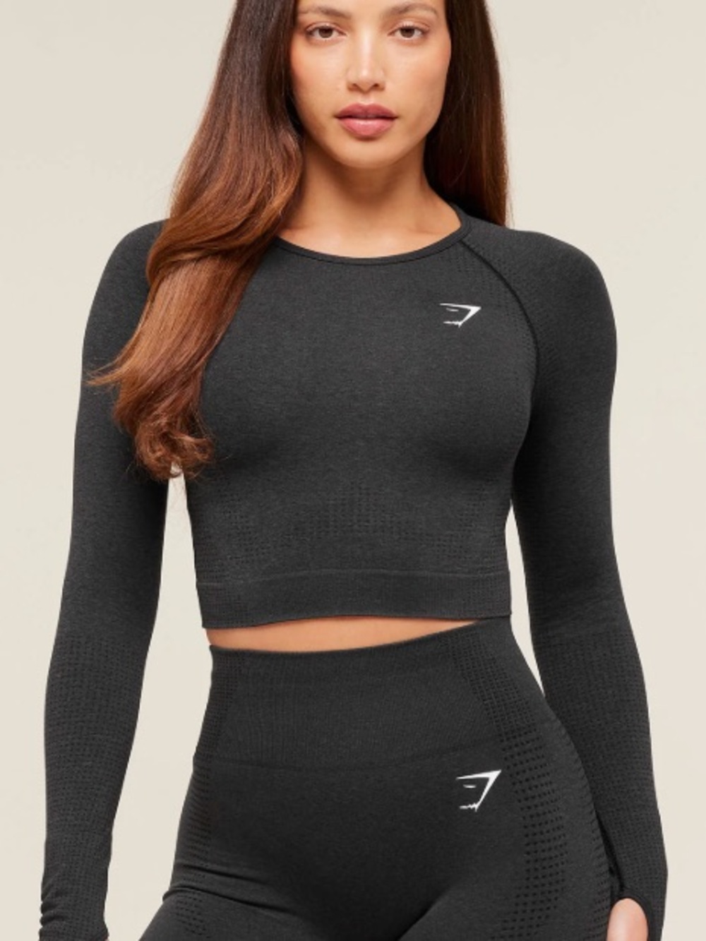 Gymshark Black Seamless Long-Sleeve Crop Sweat Top
